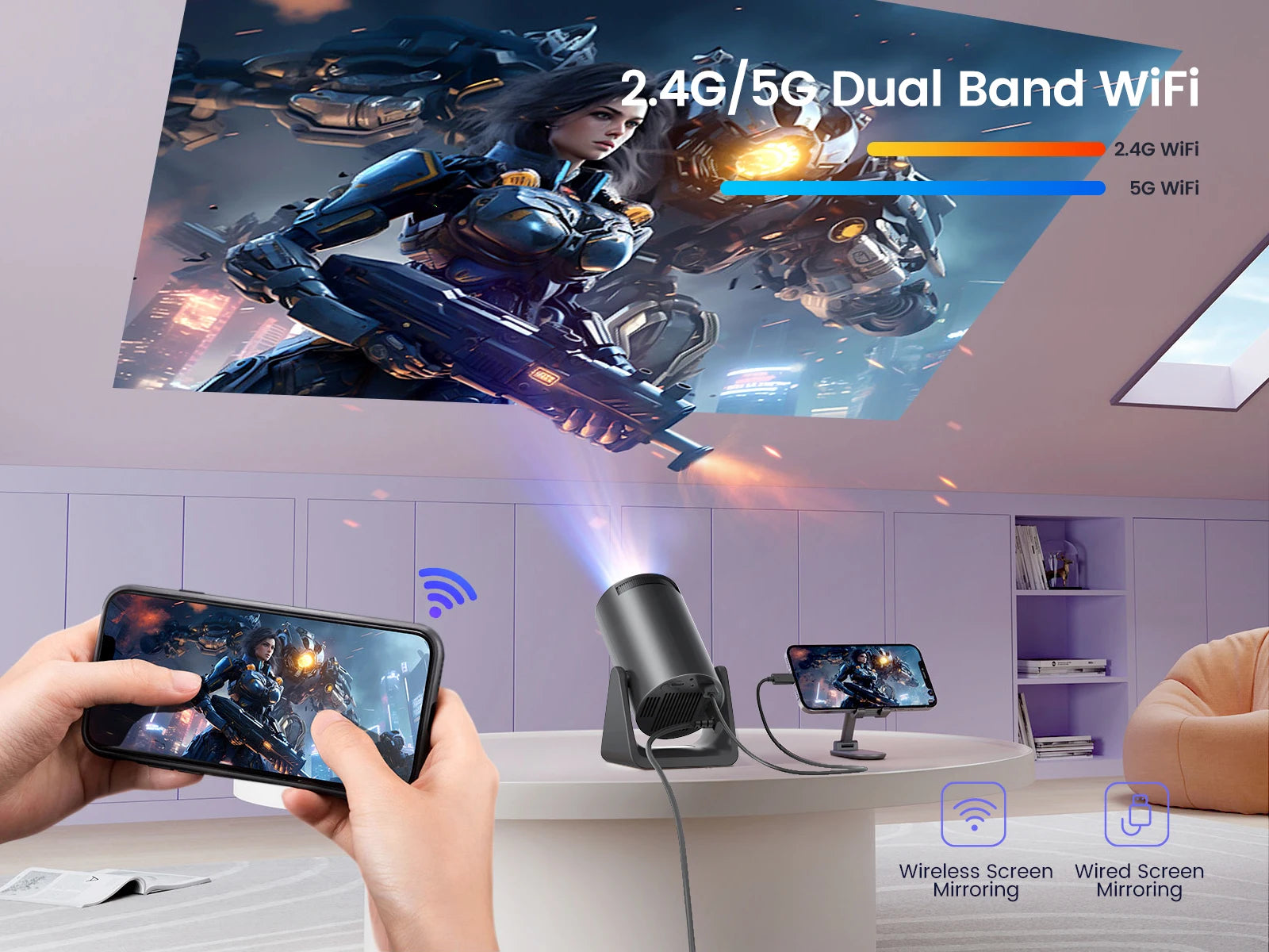 WiMius L1 Mini Portable Bluetooth Home Cinema Projector