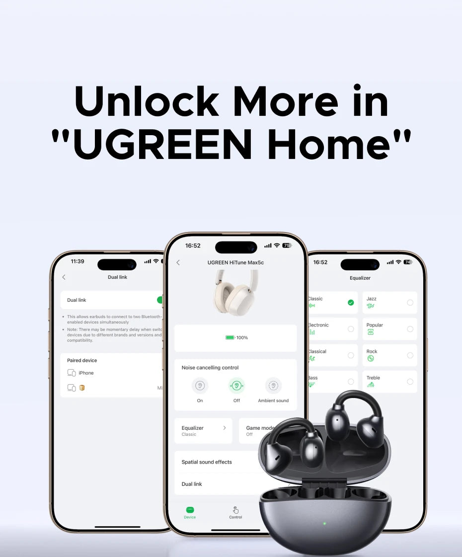 UGREEN ClipBuds Bluetooth Wireless Open Ear Headphones
