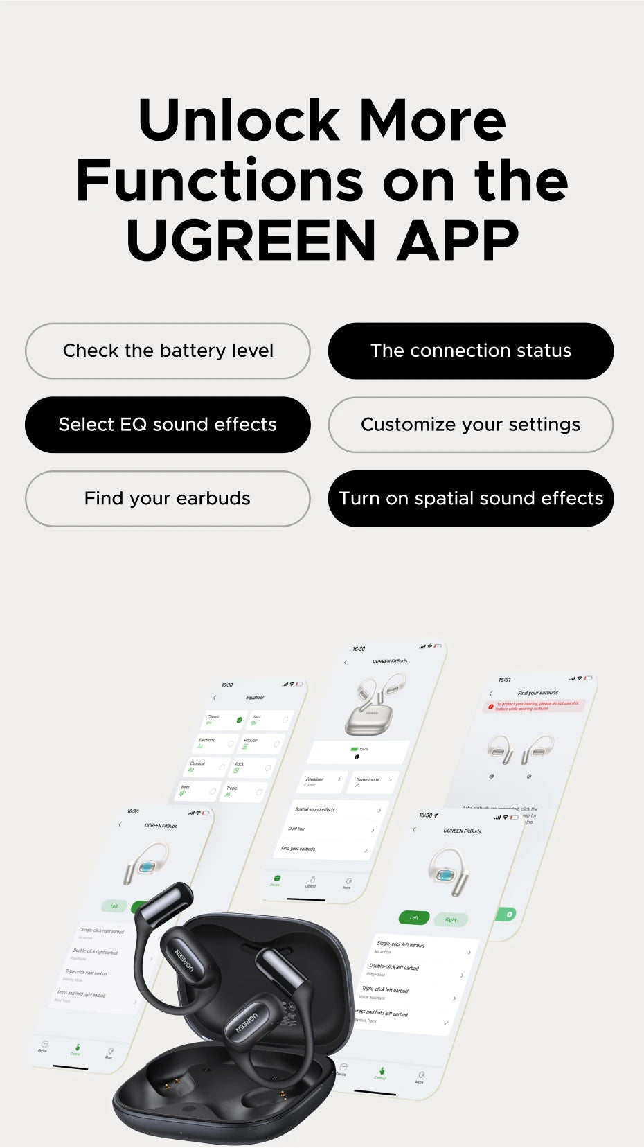 UGREEN FitBuds Bluetooth Wireless Open Ear Headphones