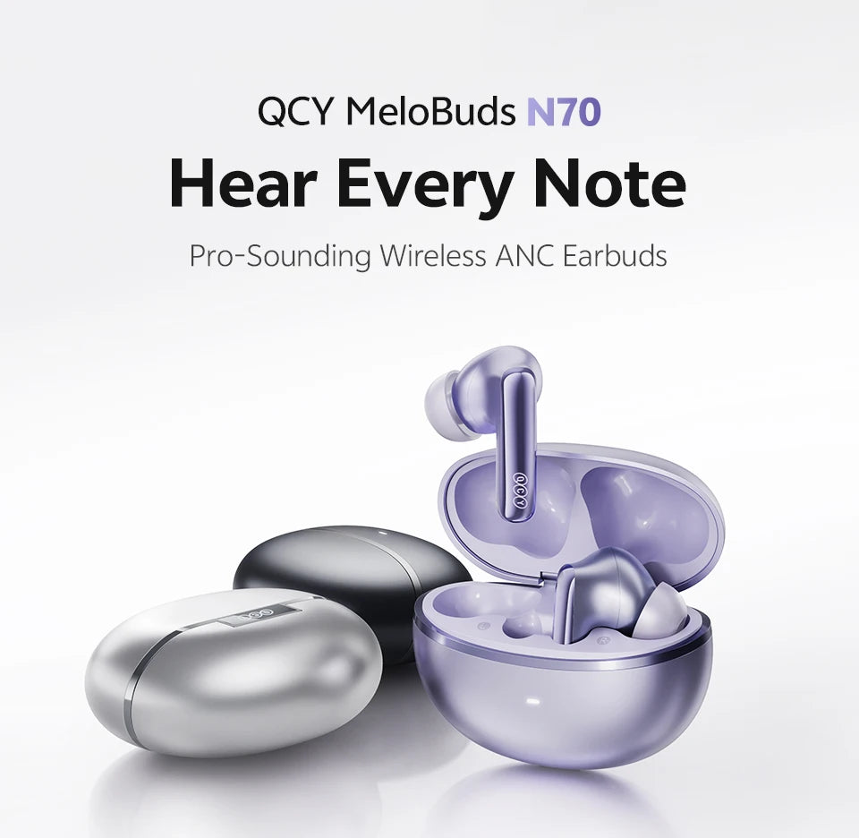 QCY MeloBuds N70 Adaptive Noise Cancelling Bluetooth Wireless Earphones