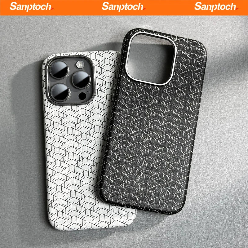 Geometric Pattern Leather MagSafe Case for Apple iPhone