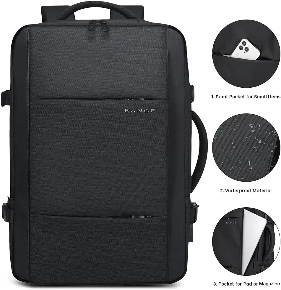 BANGE BG-1908 Large Capacity Business & Travel Backpack with USB Charger