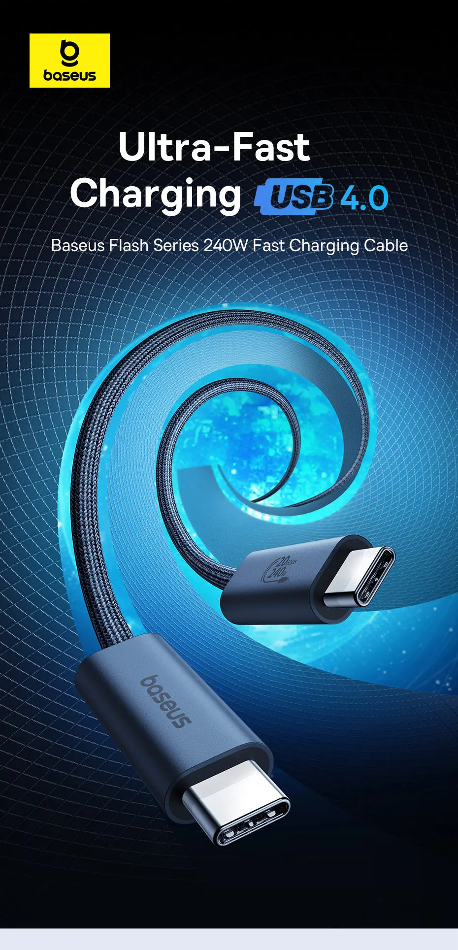 BASEUS Flash Series 240W Type-C to Type-C Charging and Data Cable