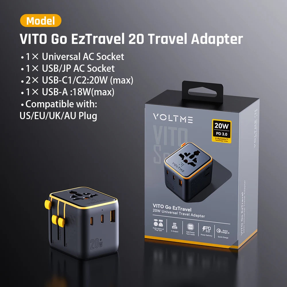 VOLTME Vito Go EzTravel 5in1 Universal Travel Adapter