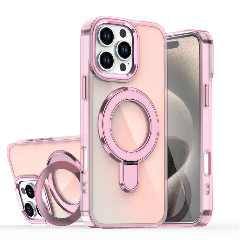 Transparent MagSafe Shockproof Case for iPhone with Stand
