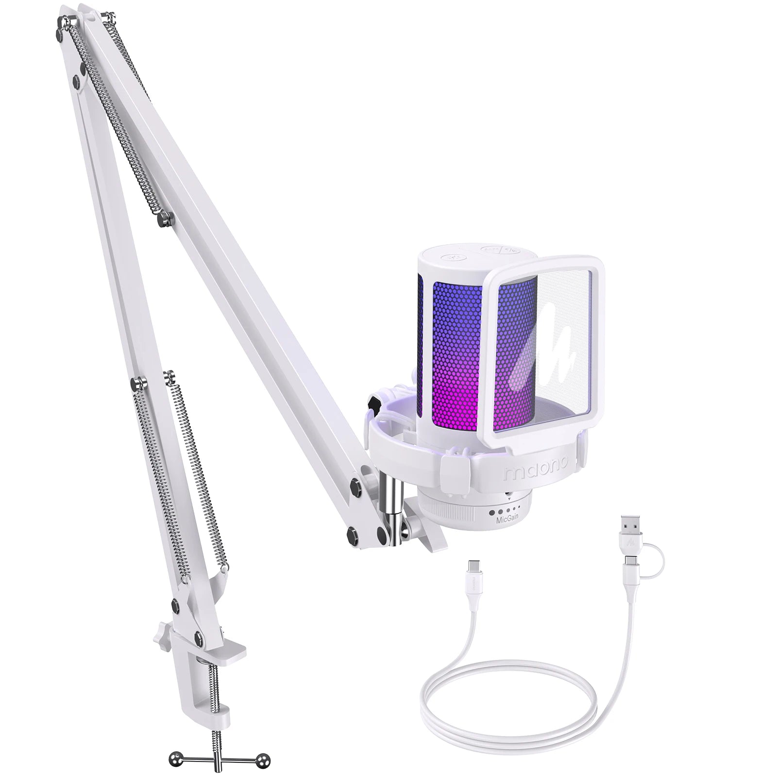 MAONO DGM20S RGB Streaming Microphone & Boom Arm