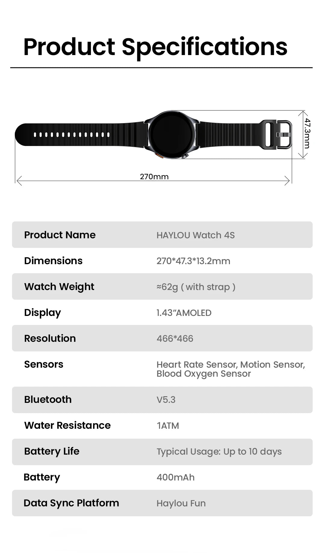 HAYLOU Watch 4S 1.43" AMOLED GPS Smart Watch