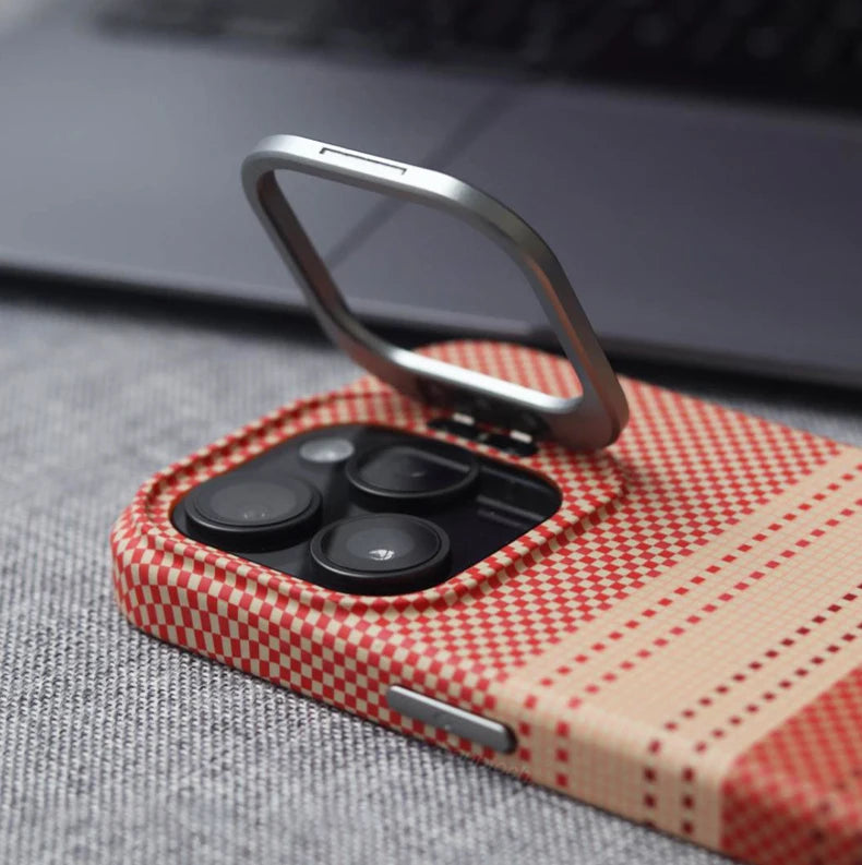 Carbon Fibre Textured MagSafe Case for iPhone with Stand