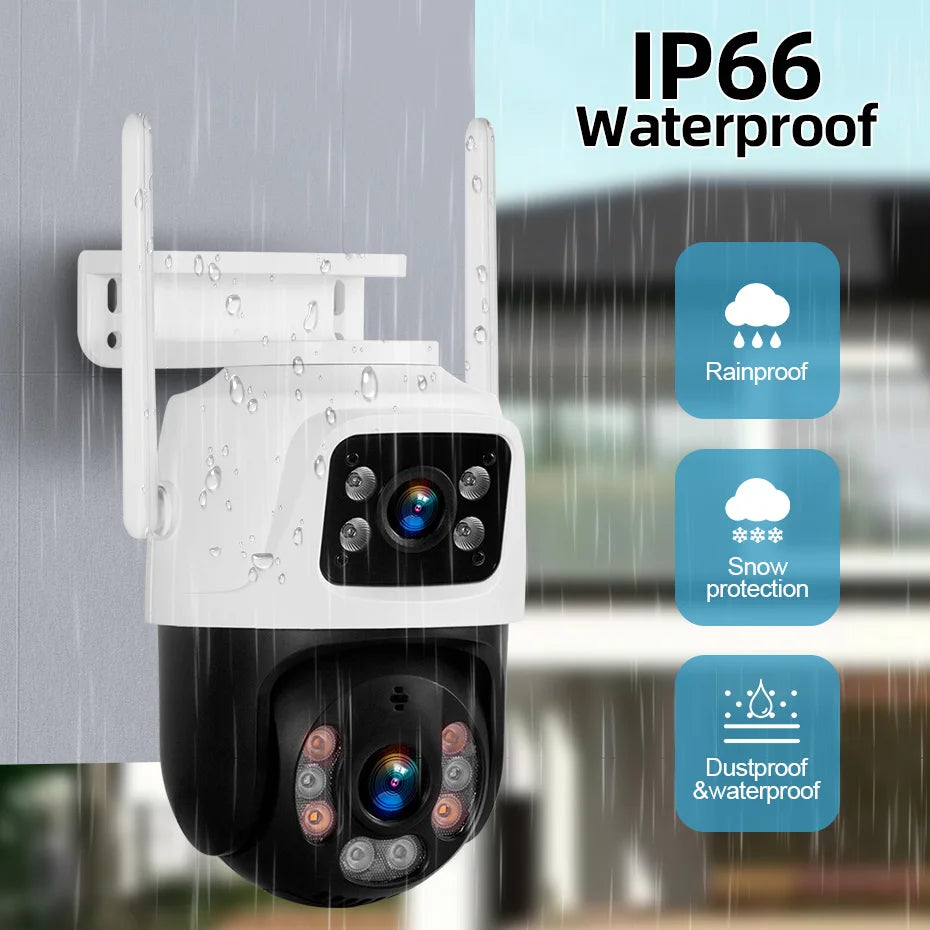 Weatherproof outdoor dual lens smart home security camera