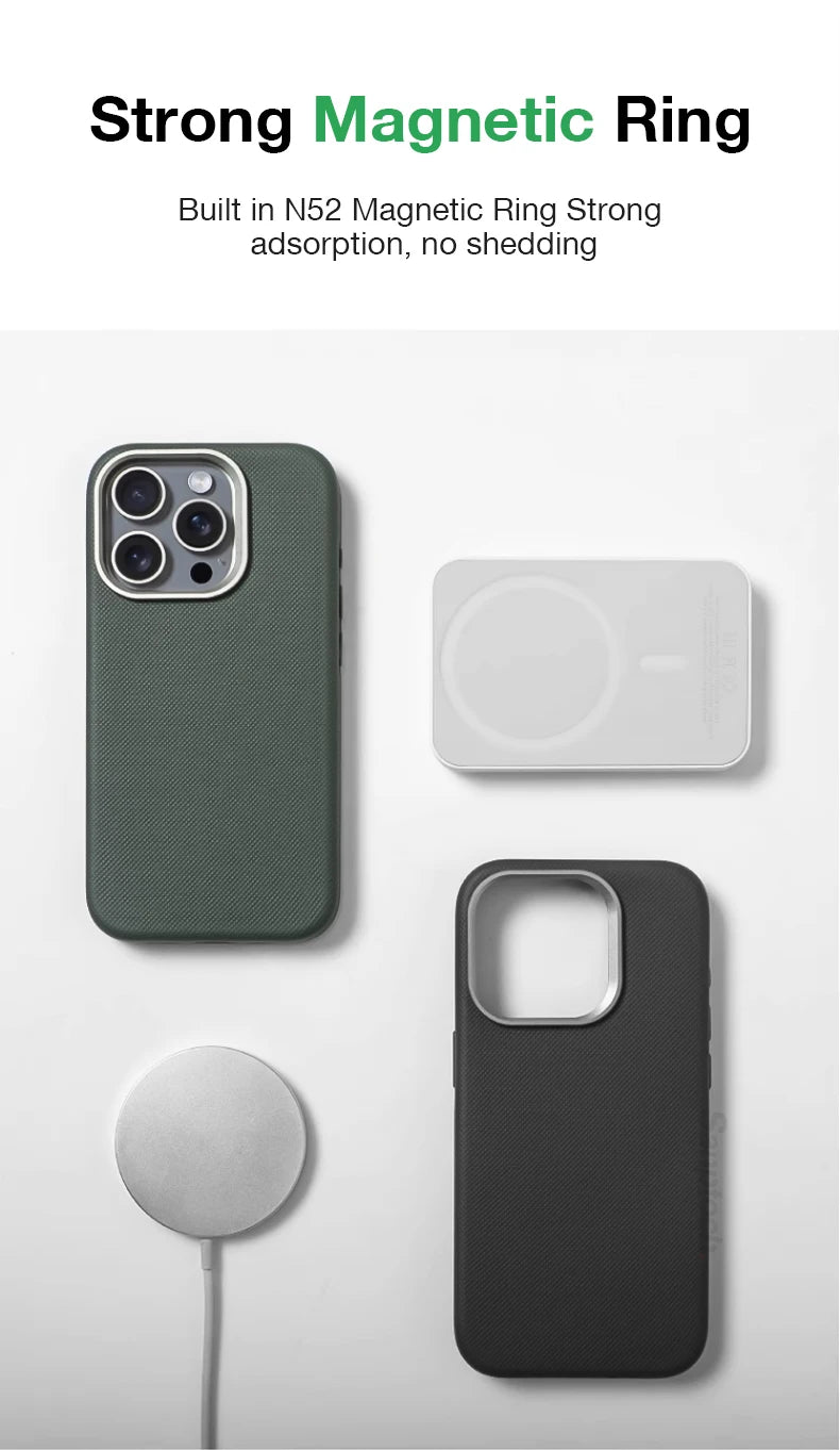 Leather Textured MagSafe Shockproof Case for Apple iPhone