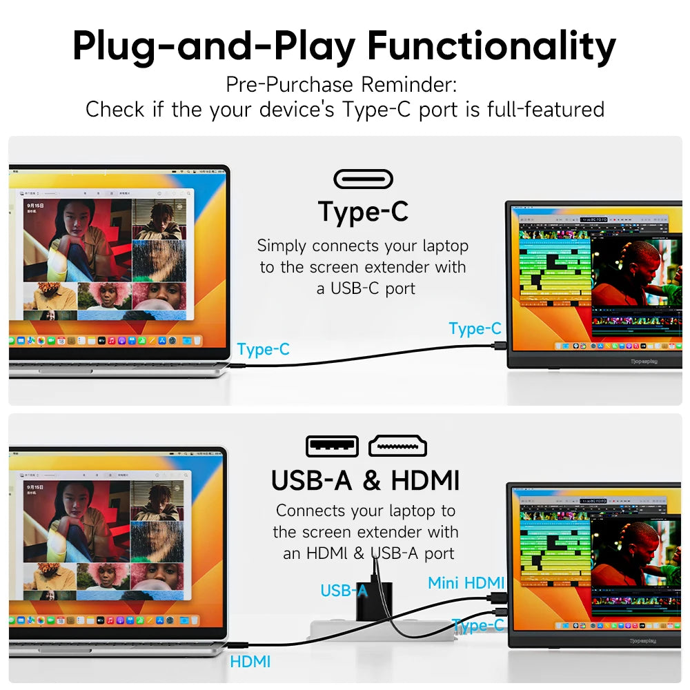 DOPESPLAY Full HD 15.6" Portable Monitor with Integrated Stand