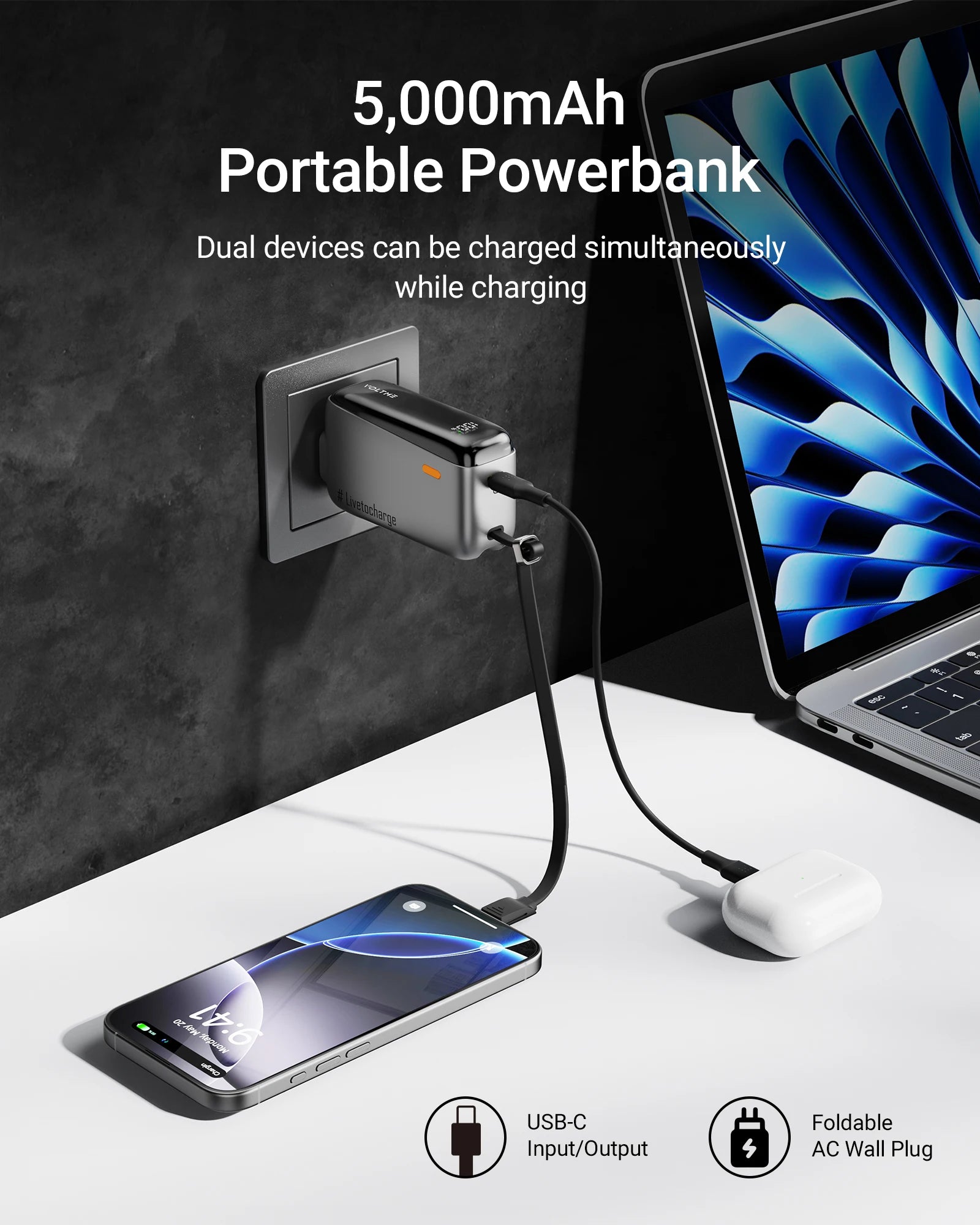 VOLTME GaN Zero 5K Hybrid 3in1 Power Bank and Wall Charger
