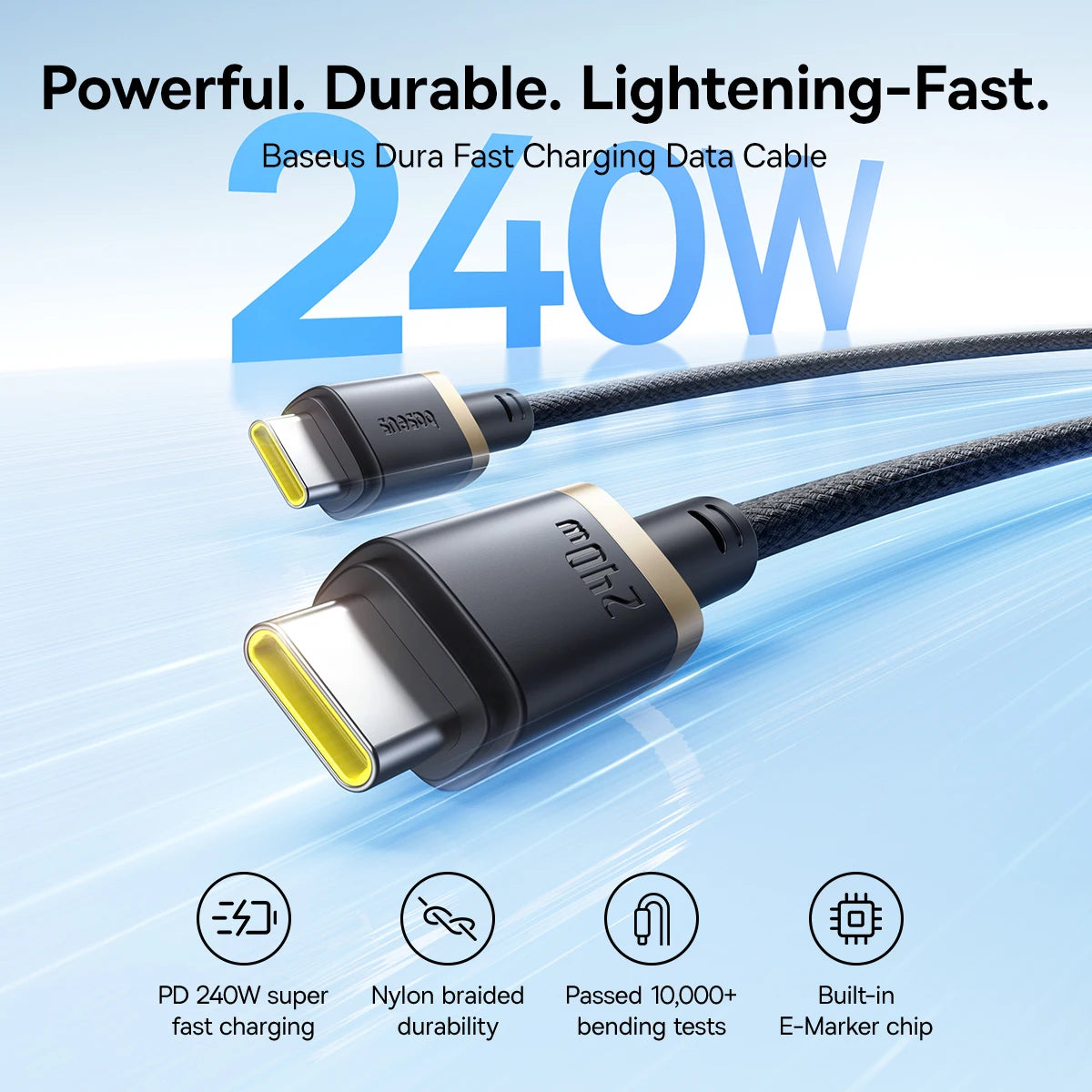 BASEUS Dura 240W Type-C to Type-C Charging and Data Cable