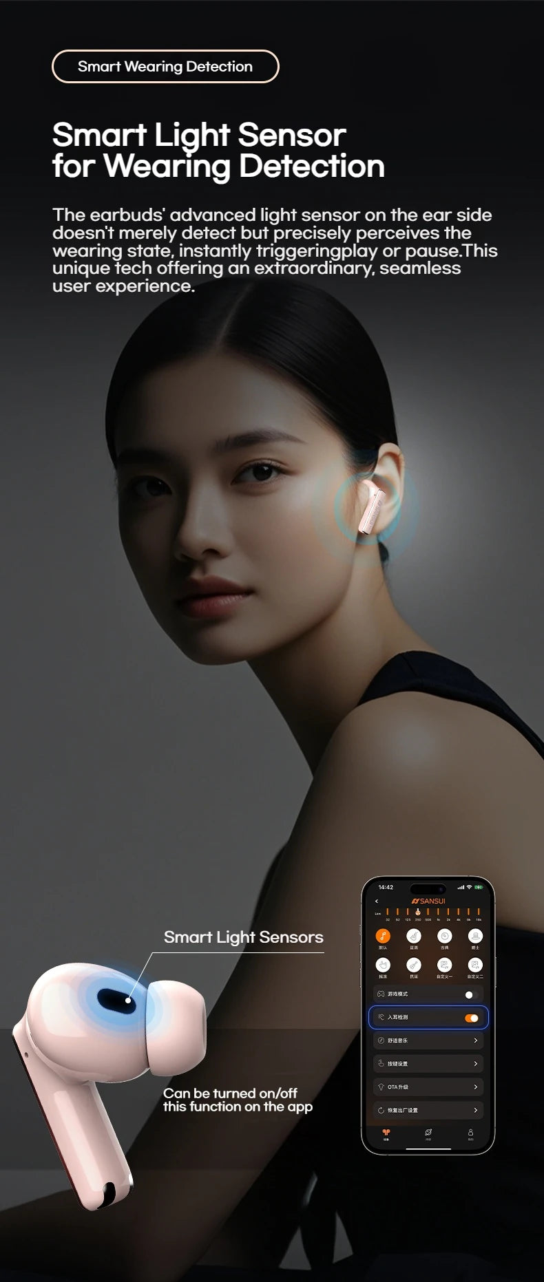 SANSUI W28 ANC Bluetooth Wireless Earphones