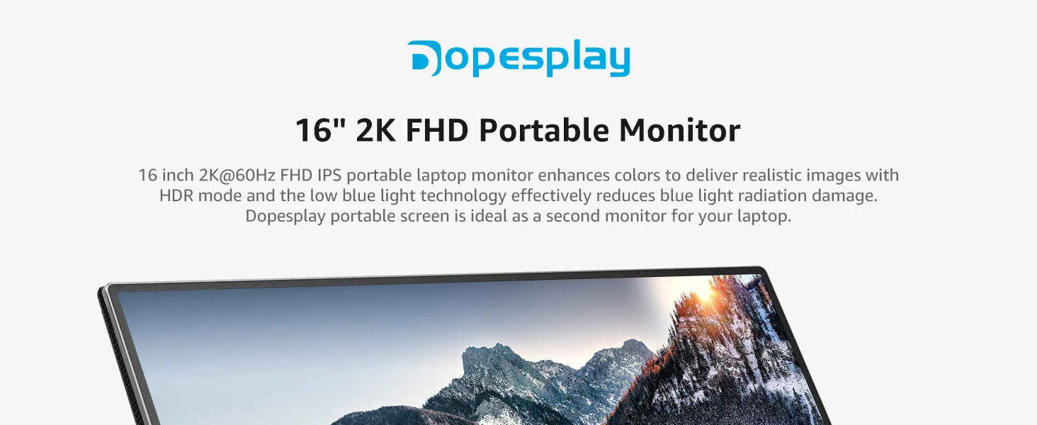 DOPESPLAY 2K Full HD 16.0" Portable Monitor with Integrated Stand