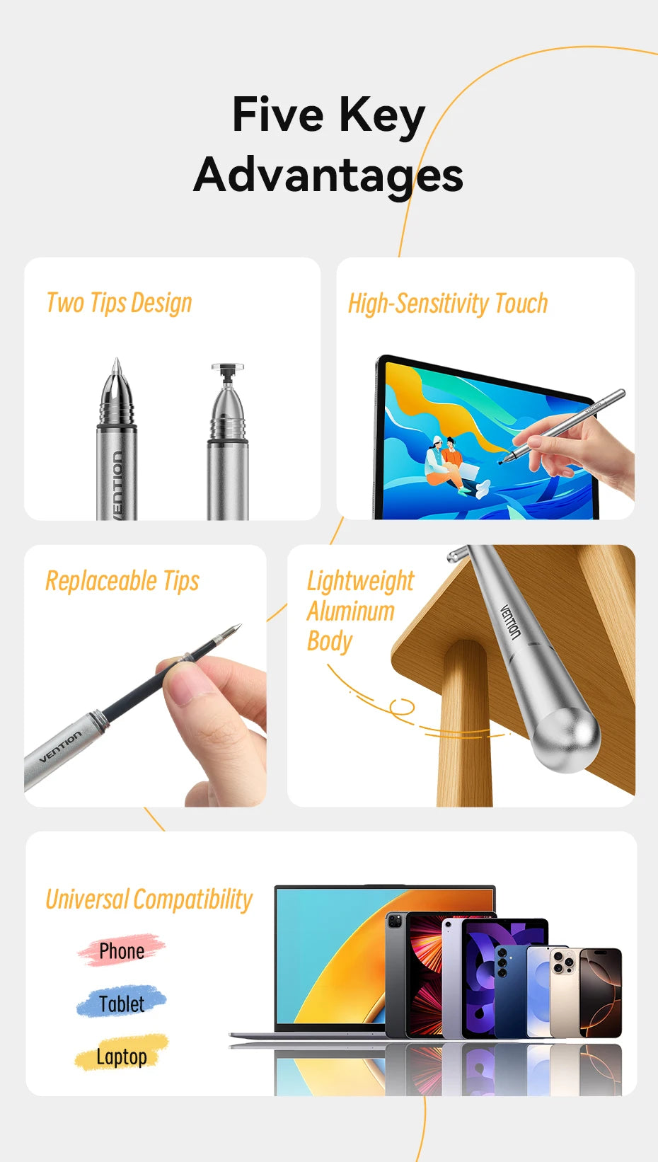 VENTION 2in1 Stylus Pen for Apple iPad