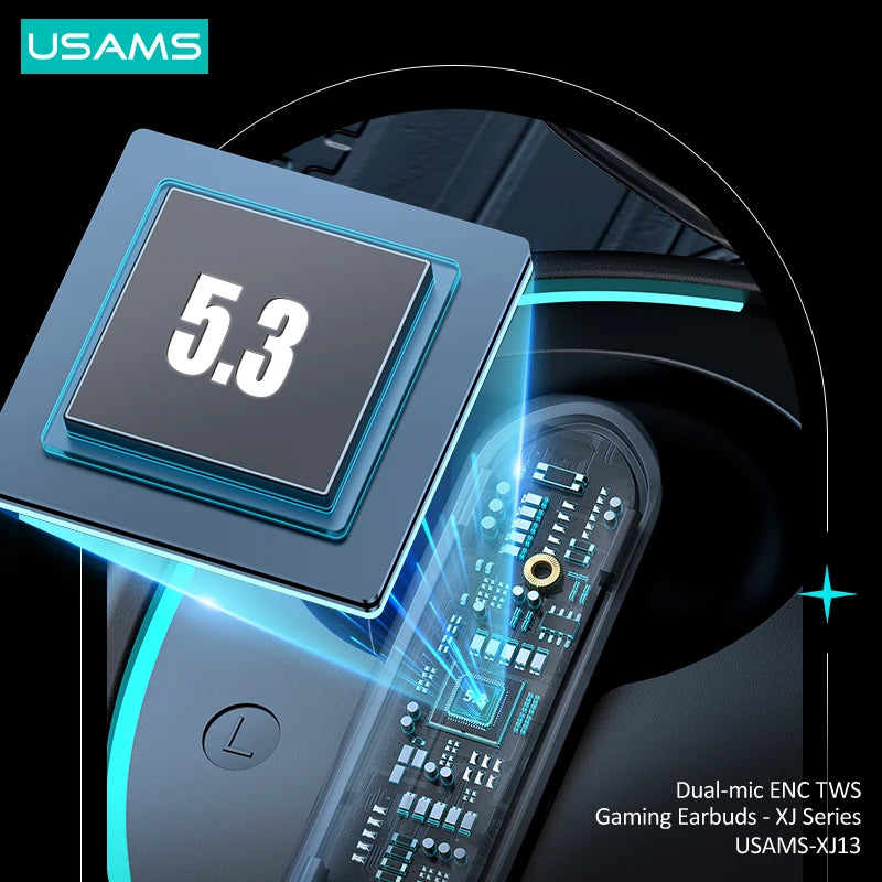 Experience immersive gaming with the USAMS XJ13 TWS Bluetooth Wireless Gaming Earbuds. Enjoy lag-free audio, ergonomic design, and long-lasting battery life for unbeatable performance.