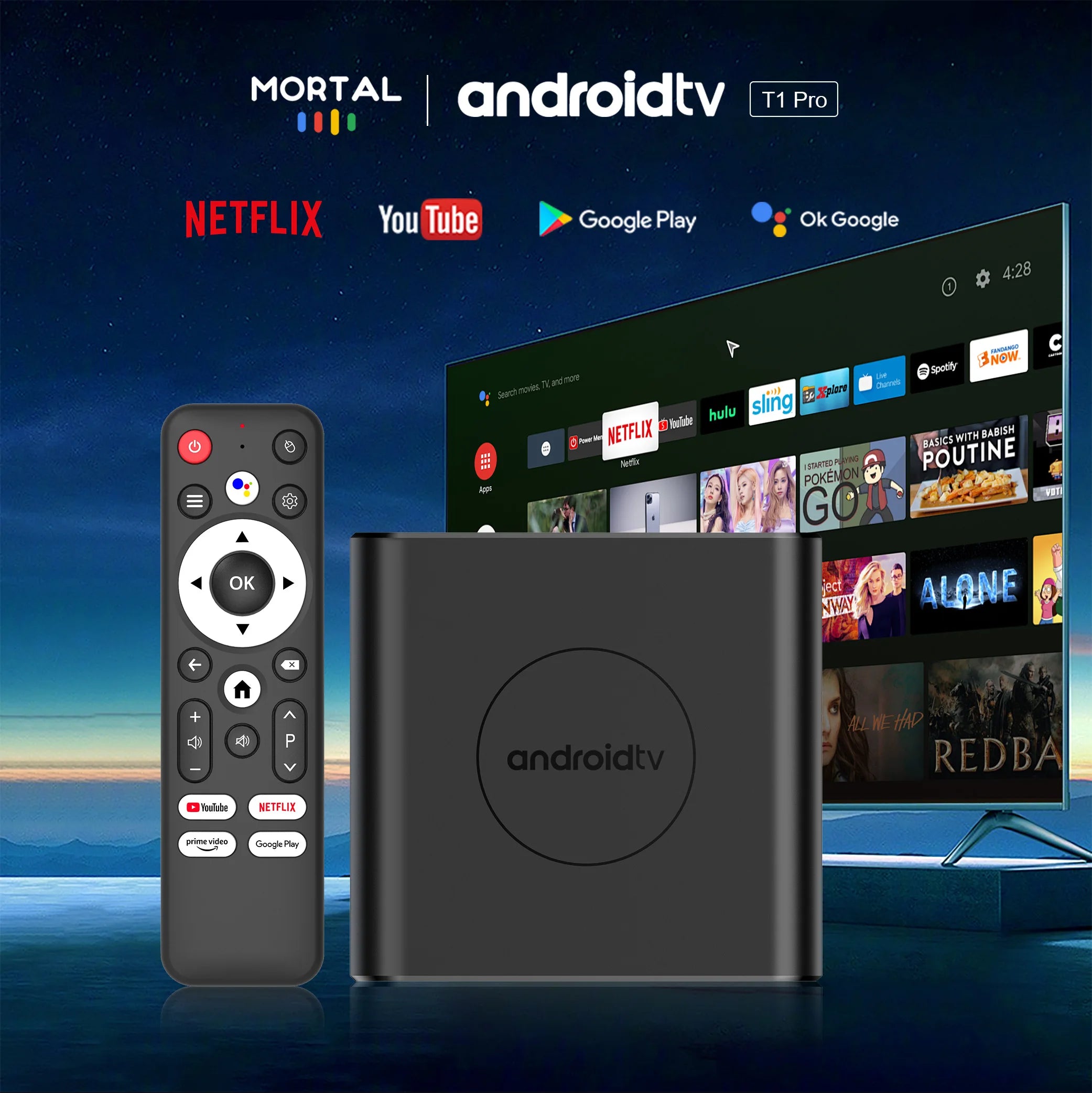 MORTAL T1 Pro 8K Android TV Box with Google Assistant