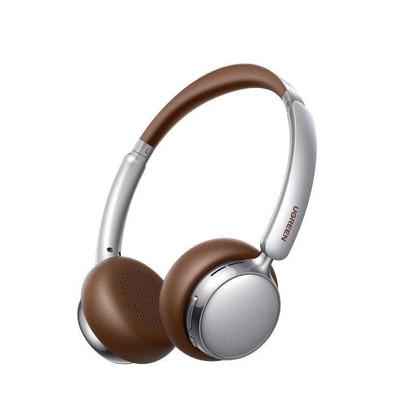 Brown and silver headphones with UGREEN branding on a white background