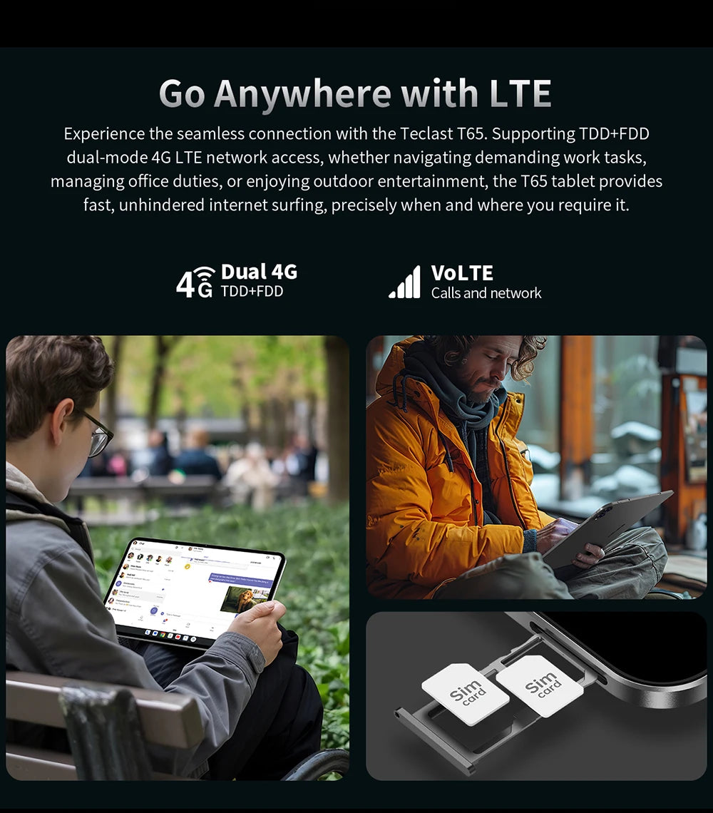 TECLAST T65 13.4" 4G Android Tablet - 128GB, Grey