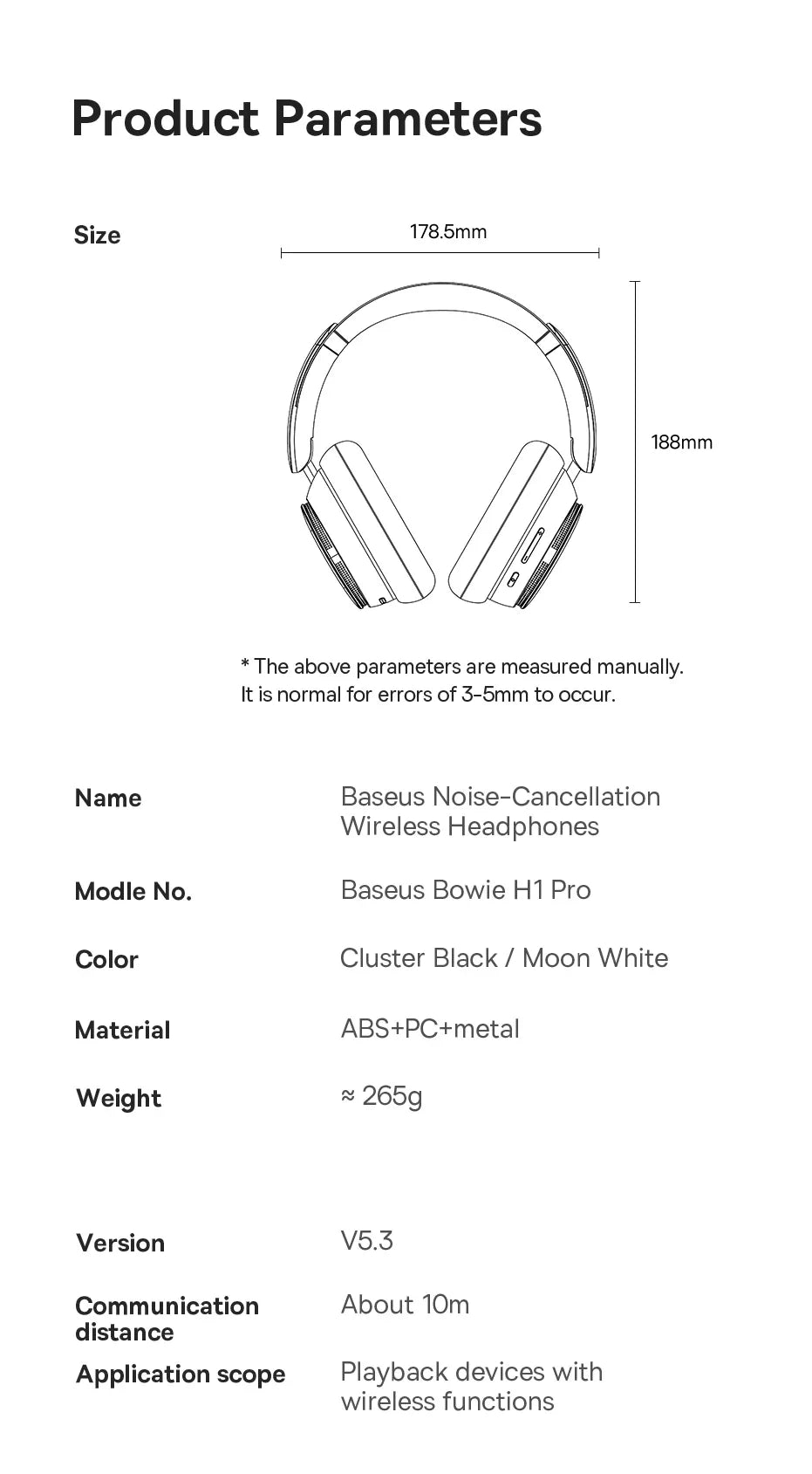 BASEUS Bowie H1 Pro ANC Bluetooth Wireless Headphones