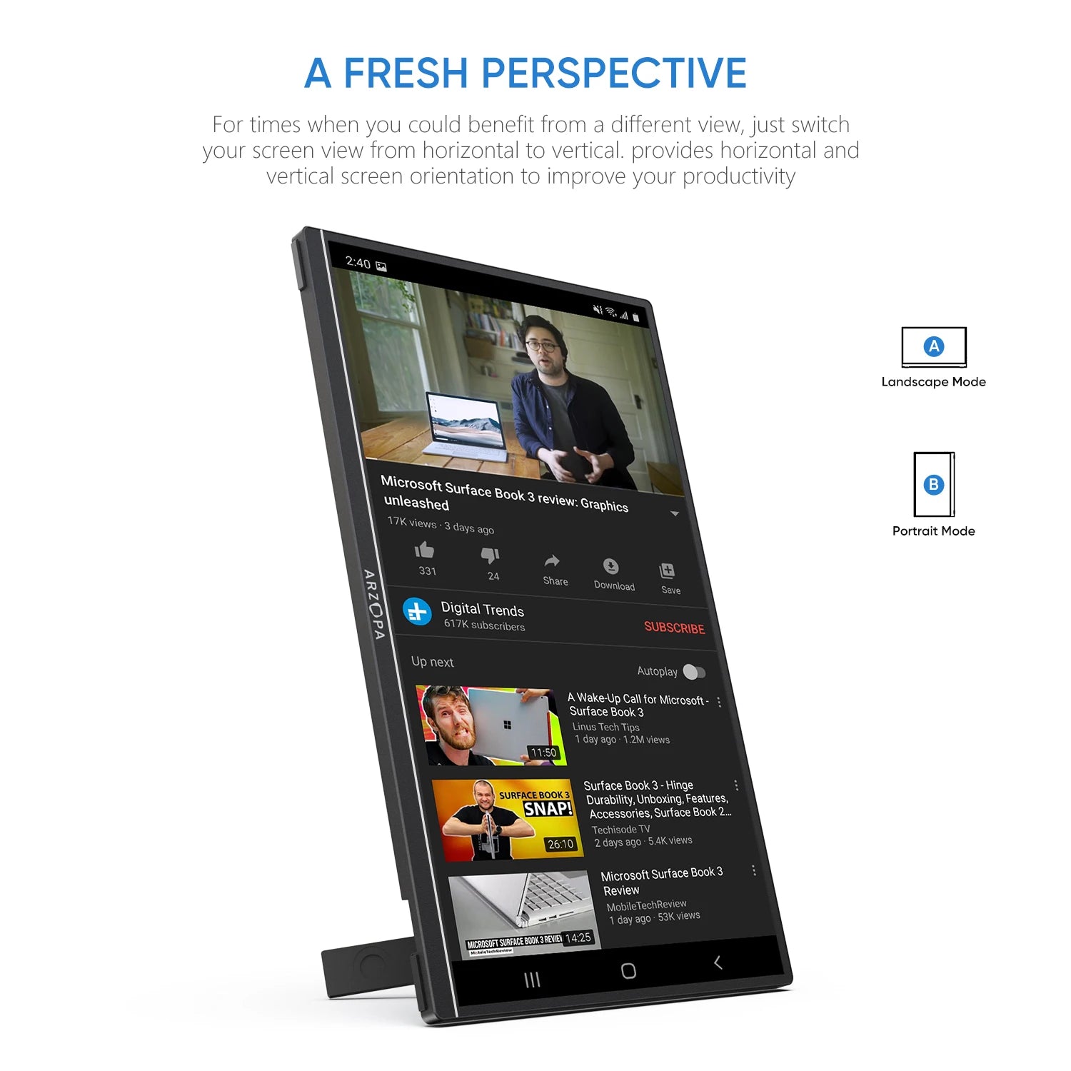 ARZOPA Z1C Full HD 16.1" Portable Monitor with Integrated Stand