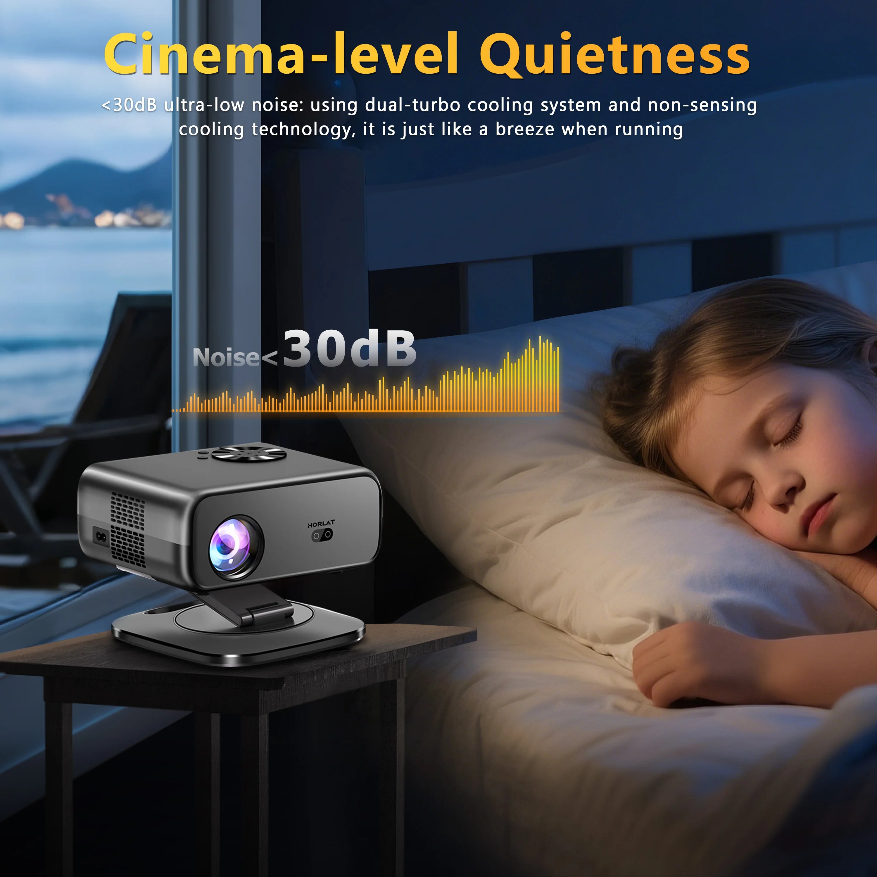 HORLAT M4 25000 Lumens 4K Smart Home Cinema Projector & Stand