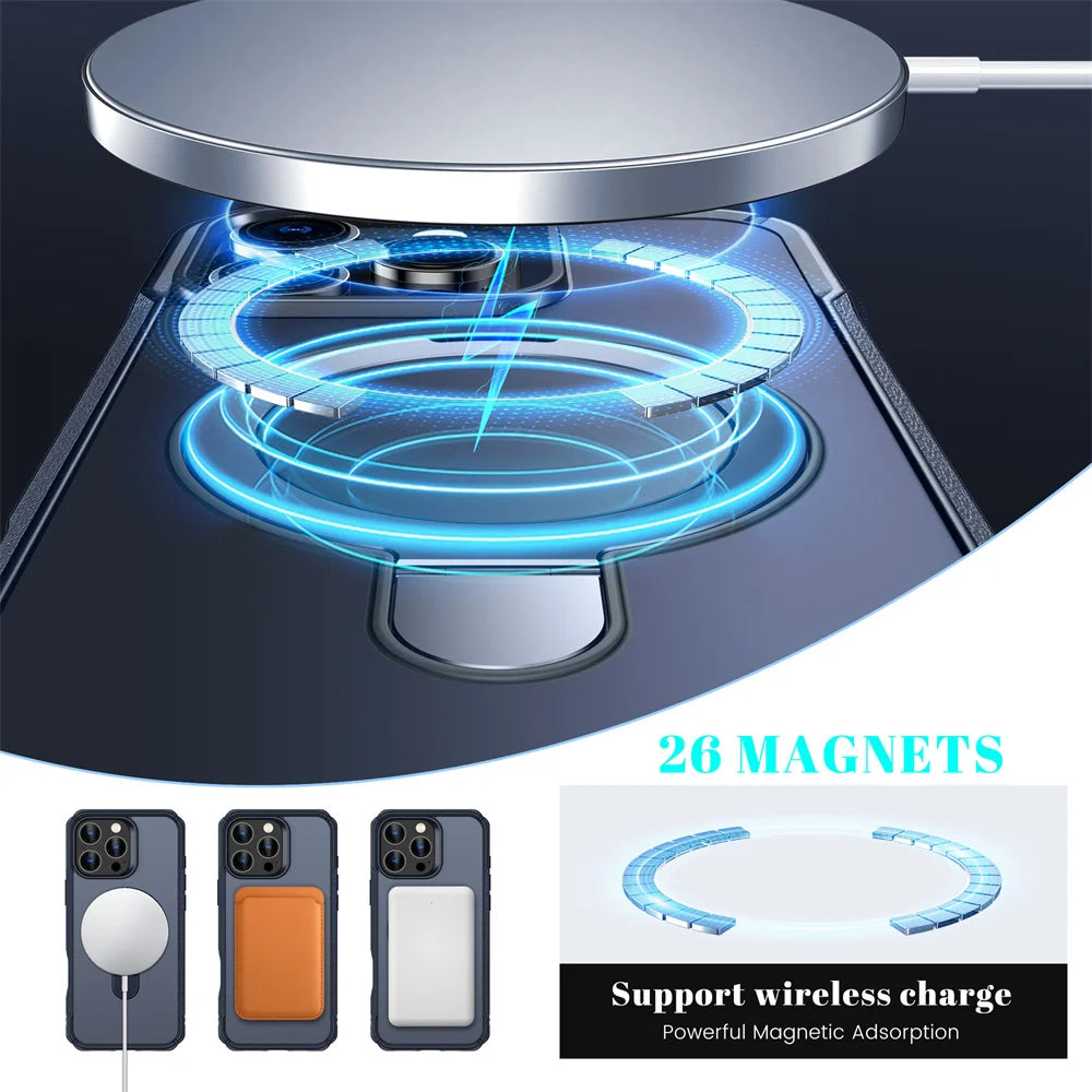 Magsafe Shockproof Case for iPhone with Rotating Stand