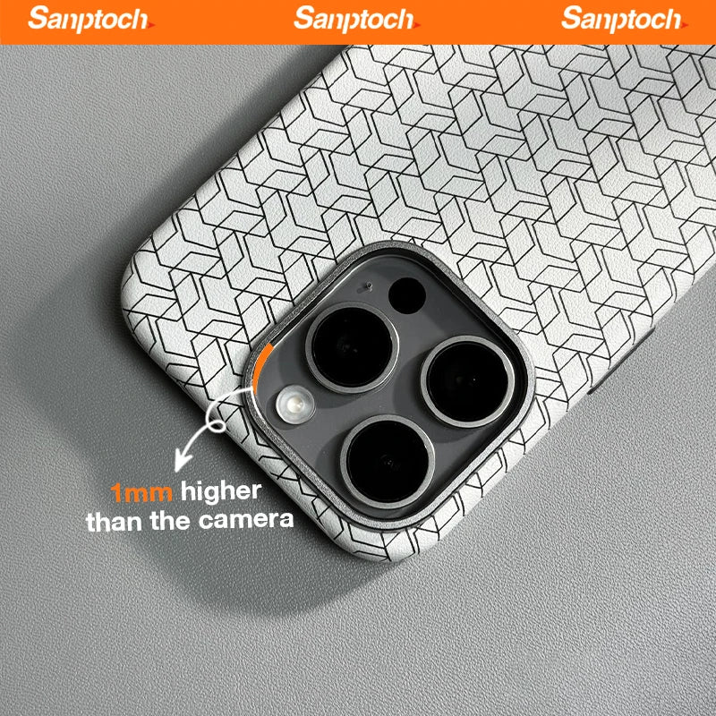 Geometric Pattern Leather MagSafe Case for Apple iPhone