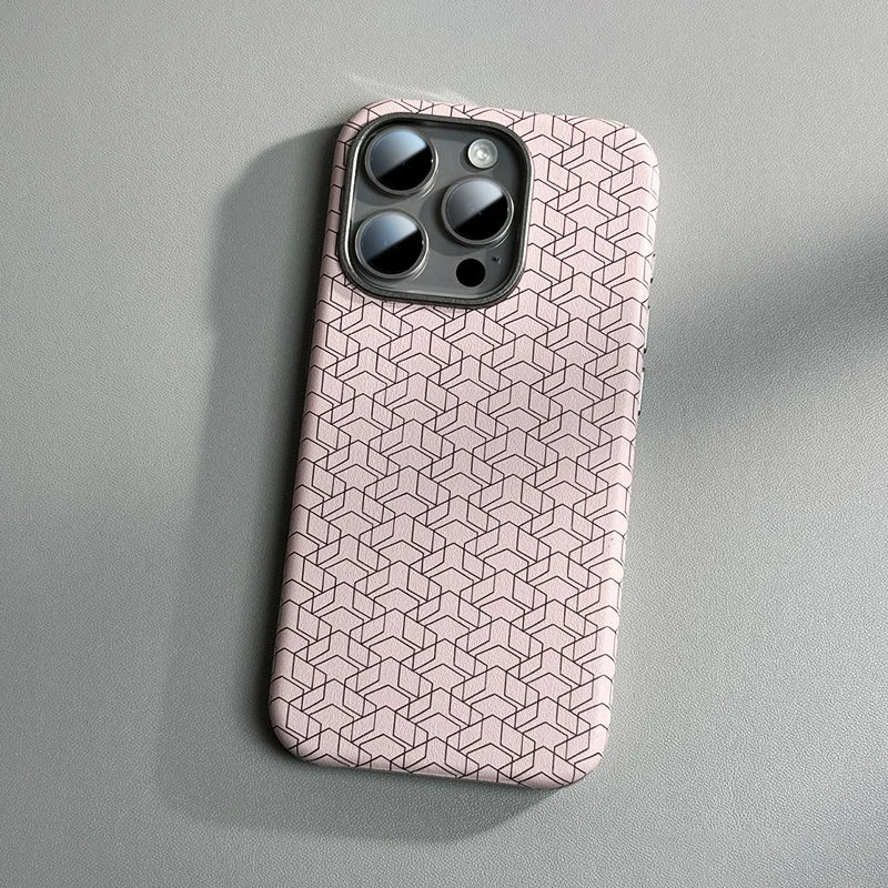 Geometric Pattern Leather MagSafe Case for Apple iPhone