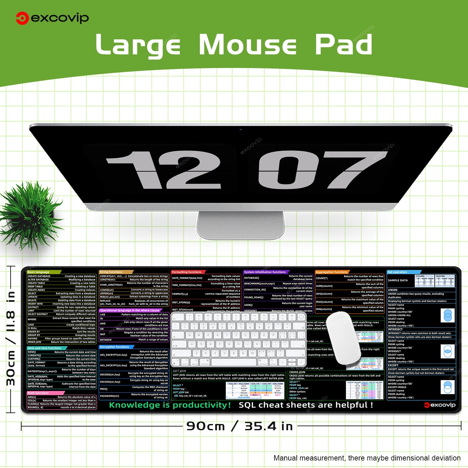 EXCO Non-Slip SQL Programming Desk Mat & Gaming Pad
