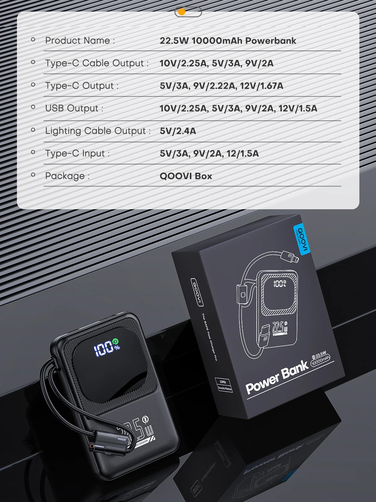 QOOVI Ultra-Thin 10000mah Portable Charger and Power Bank