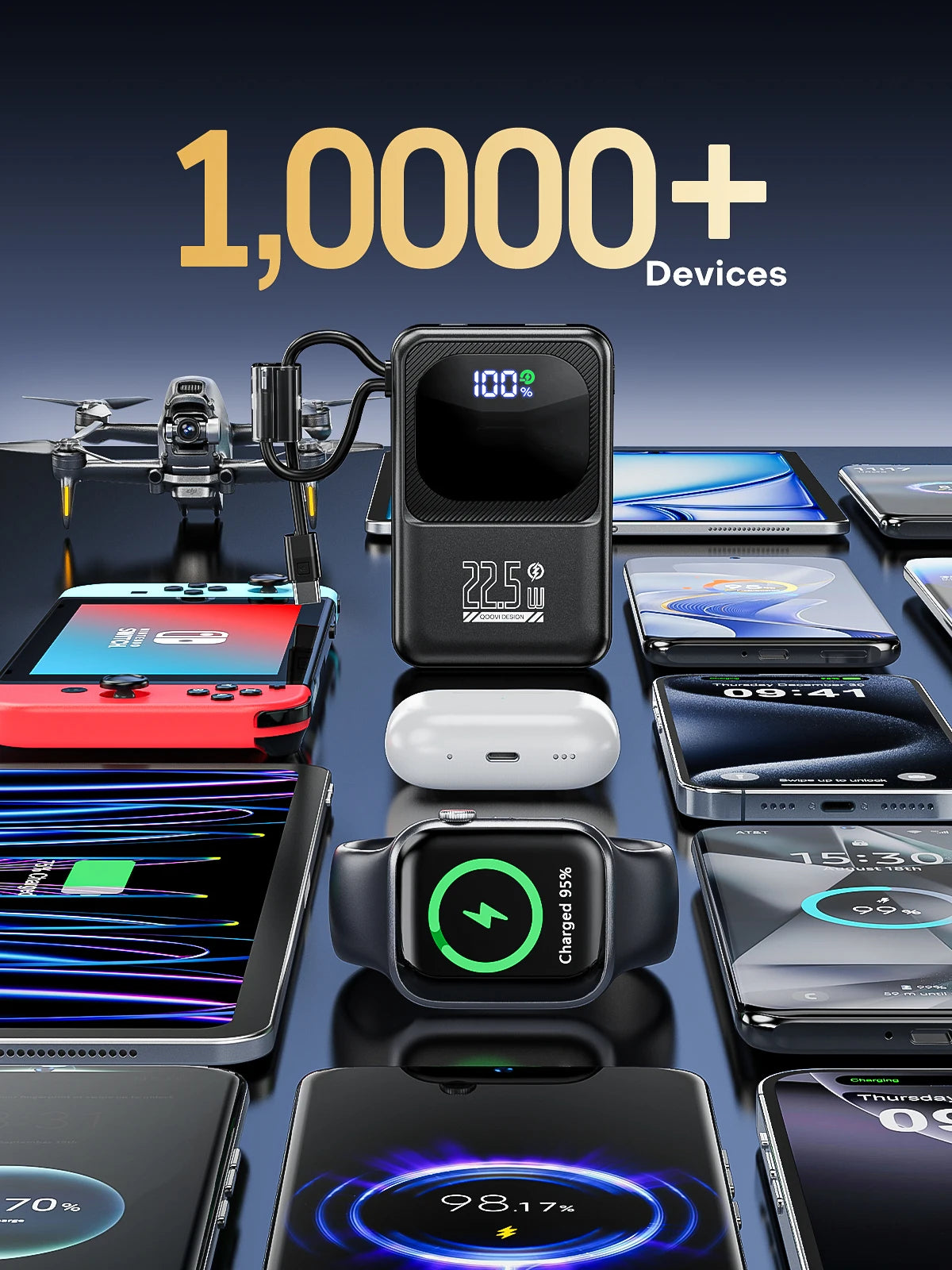 QOOVI Ultra-Thin 10000mah Portable Charger and Power Bank