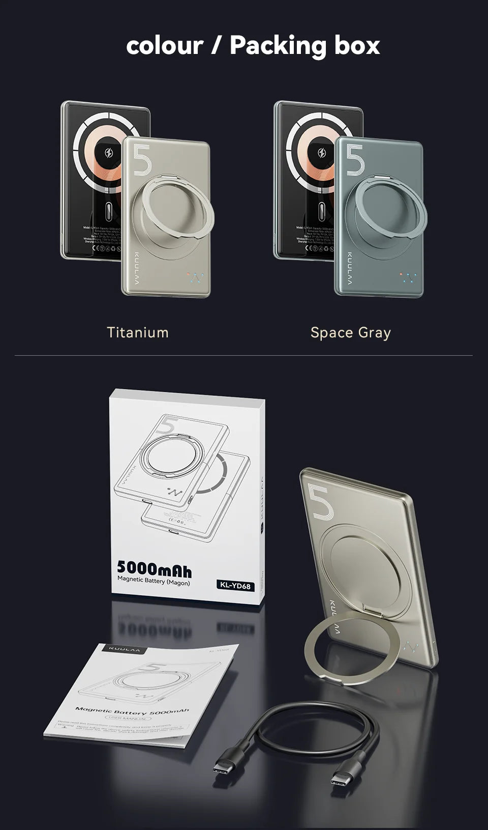 KUULAA 20W 5000mAh Magnetic Portable Charger and Power Bank