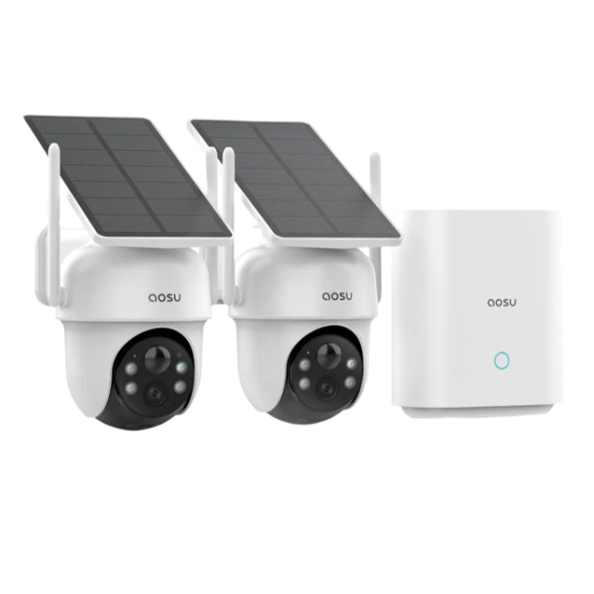 AOSU 3MP Solar Powered Wireless Home Security Camera 2pk