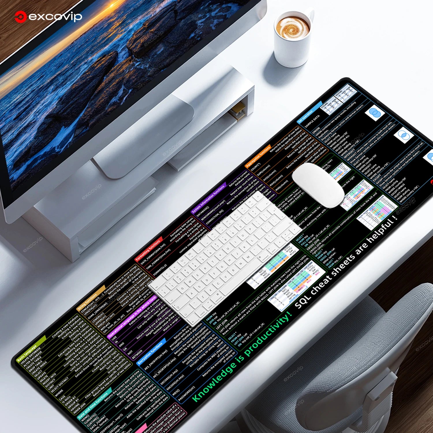 EXCO Non-Slip SQL Programming Desk Mat & Gaming Pad