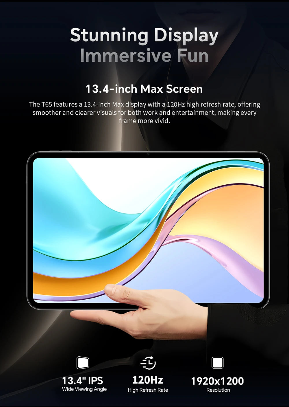 TECLAST T65 13.4" 4G Android Tablet - 128GB, Grey