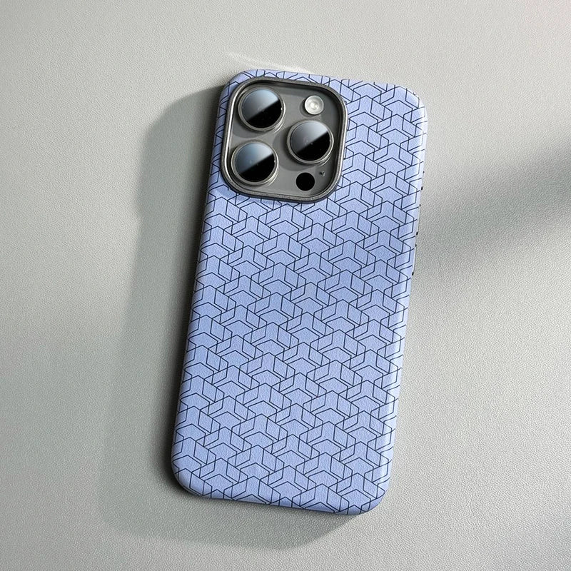 Geometric Pattern Leather MagSafe Case for Apple iPhone