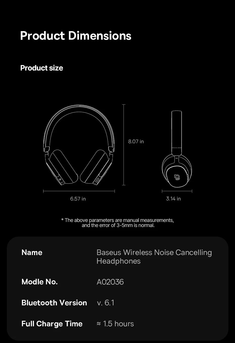 BASEUS Inspire XH1 Active Noise Cancelling Bluetooth Wireless Headphones