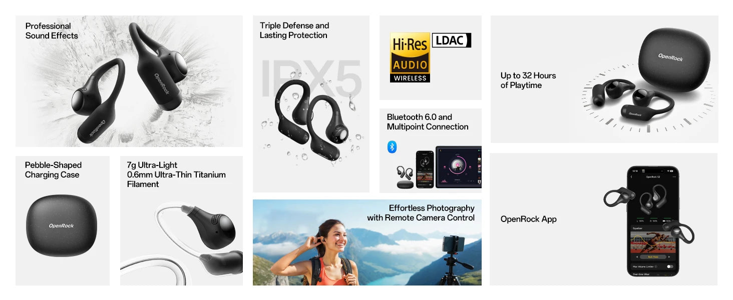 ONEODIO OpenRock S2 Bluetooth Wireless Open Ear Headphones