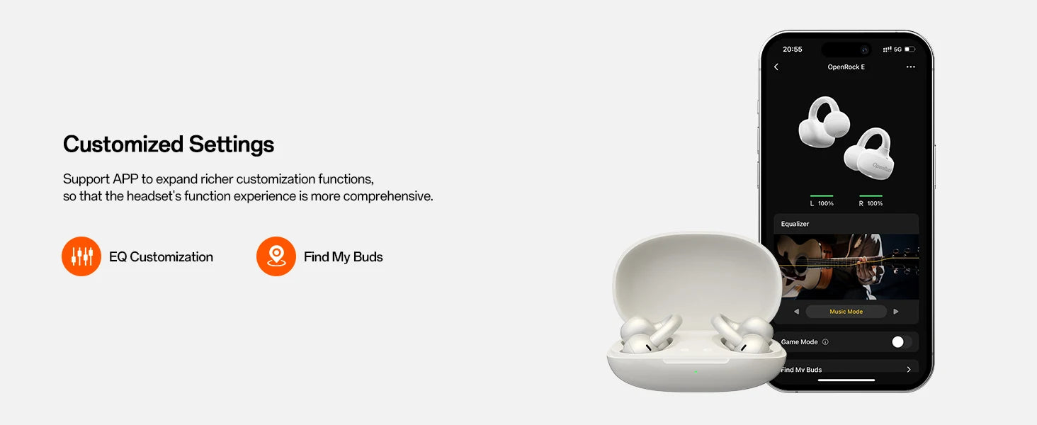 ONEODIO OpenRock E Bluetooth Wireless Open Ear Clip-On Earbuds