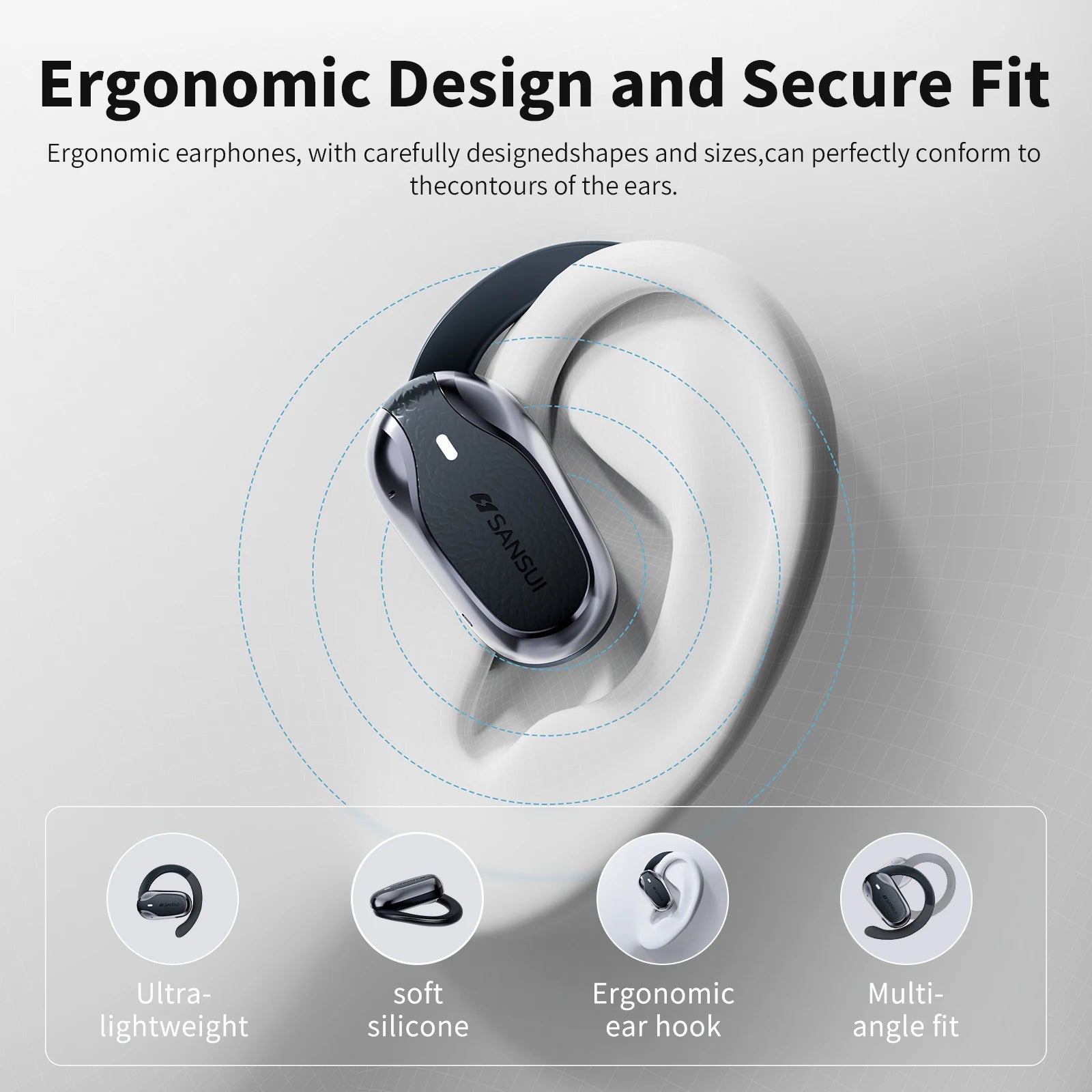 SANSUI W65 Bluetooth Wireless Open Ear Headphones