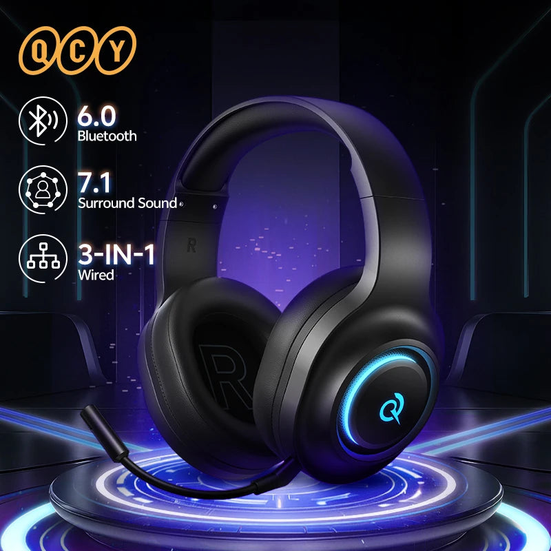 QCY Heroad V200 RGB Bluetooth Wireless Gaming Headphones