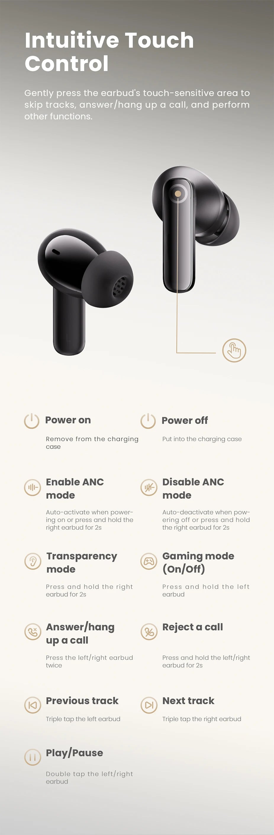 HAYLOU HQ5 ANC Bluetooth Wireless Earphones