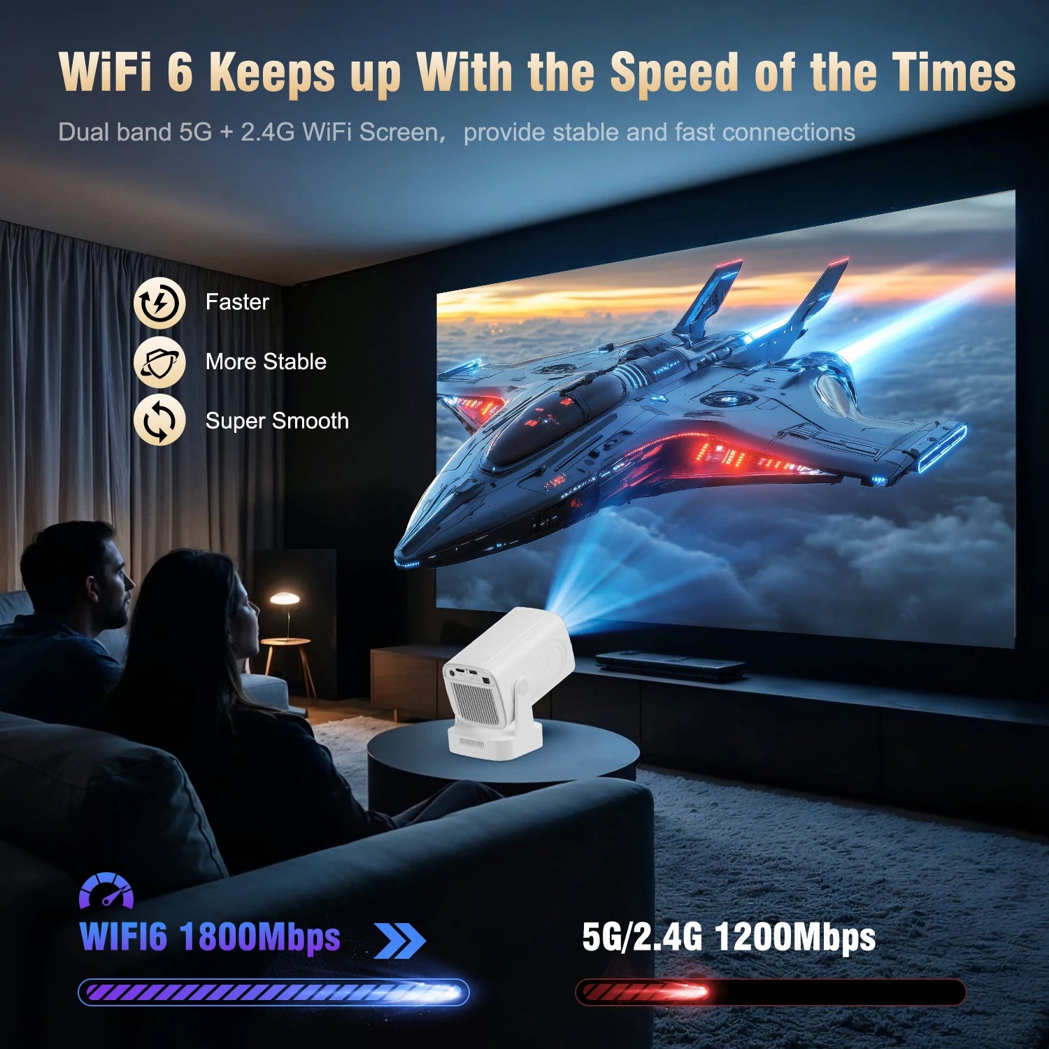MAGCUBIC HY310 Portable Home Cinema Projector with Google Assistant