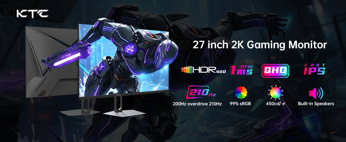 KTC 27" 210Hz 2K QHD Gaming Monitor - Black