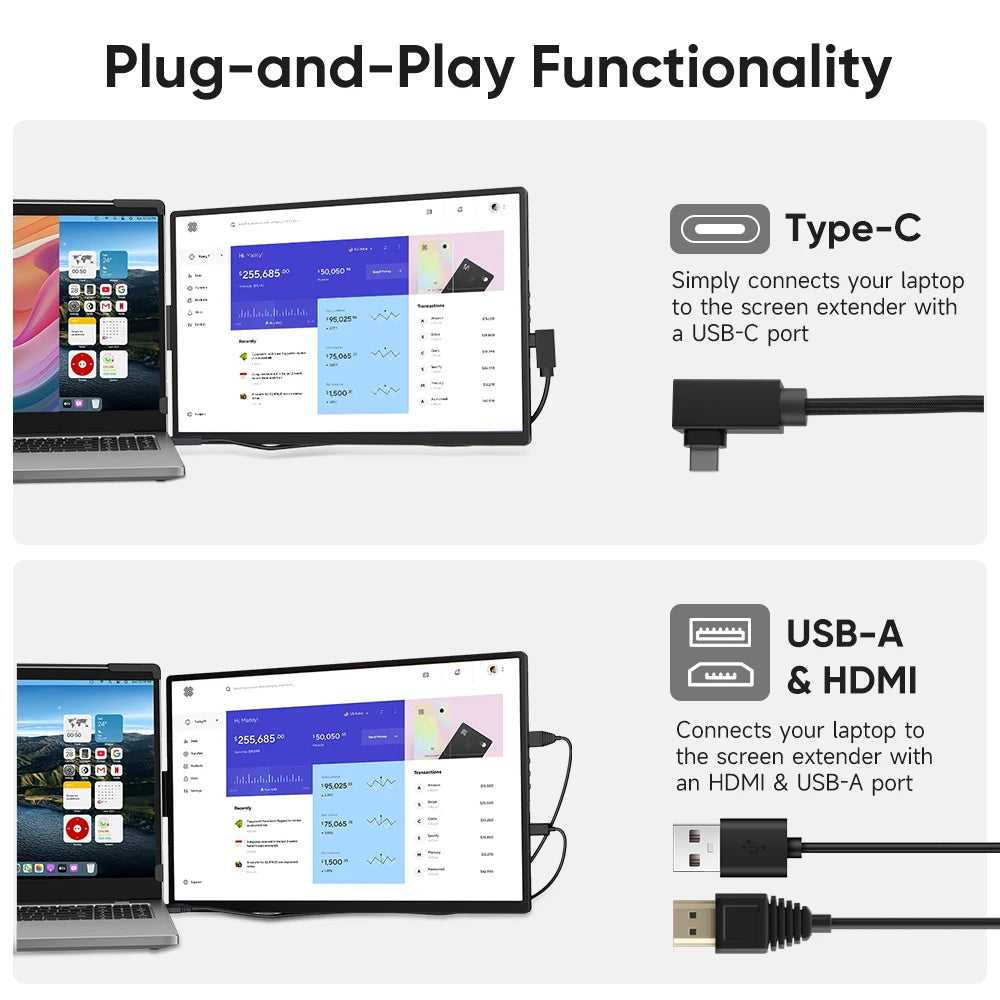 DOPESPLAY Full HD 14.1" IPS Portable Monitor and Laptop Screen Extender