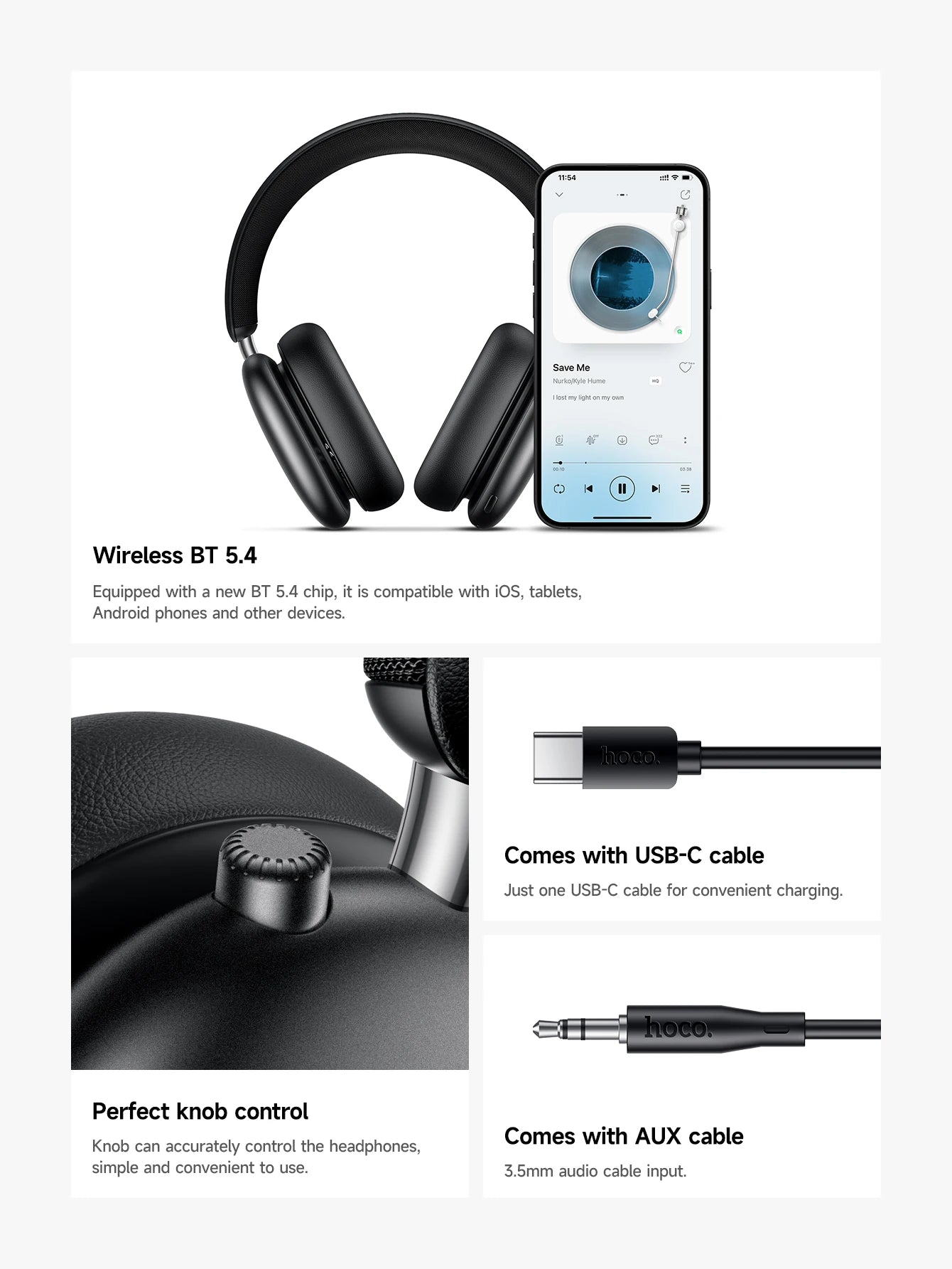 HOCO W63 Noise Cancelling Bluetooth Wireless Headphones