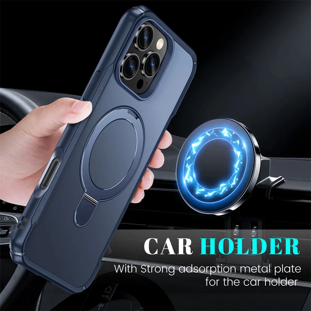 Magsafe Shockproof Case for iPhone with Rotating Stand