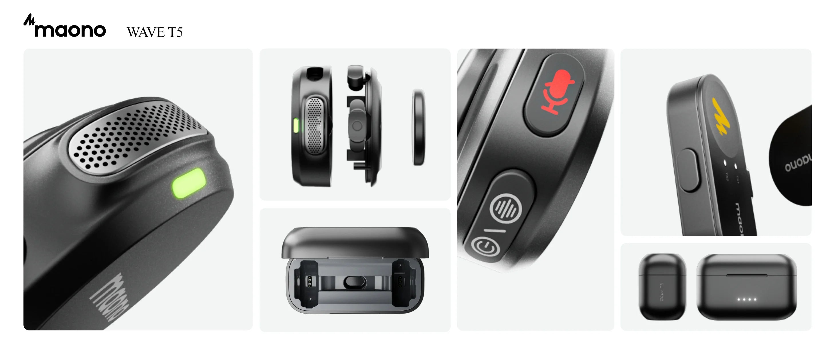 MAONO Wave T5 Mini Wireless Microphone with Voice Filters